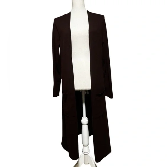 EILEEN FISHER LONG PLUM OPEN SWEATER DUSTER SIZE SMALL - Picture 1 of 8